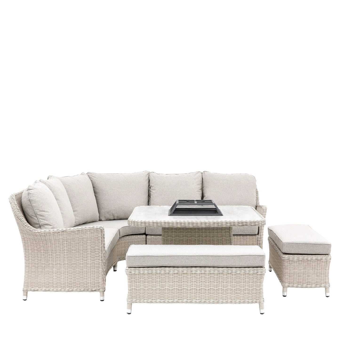 Holton Corner Square Dining Set with Fire Pit