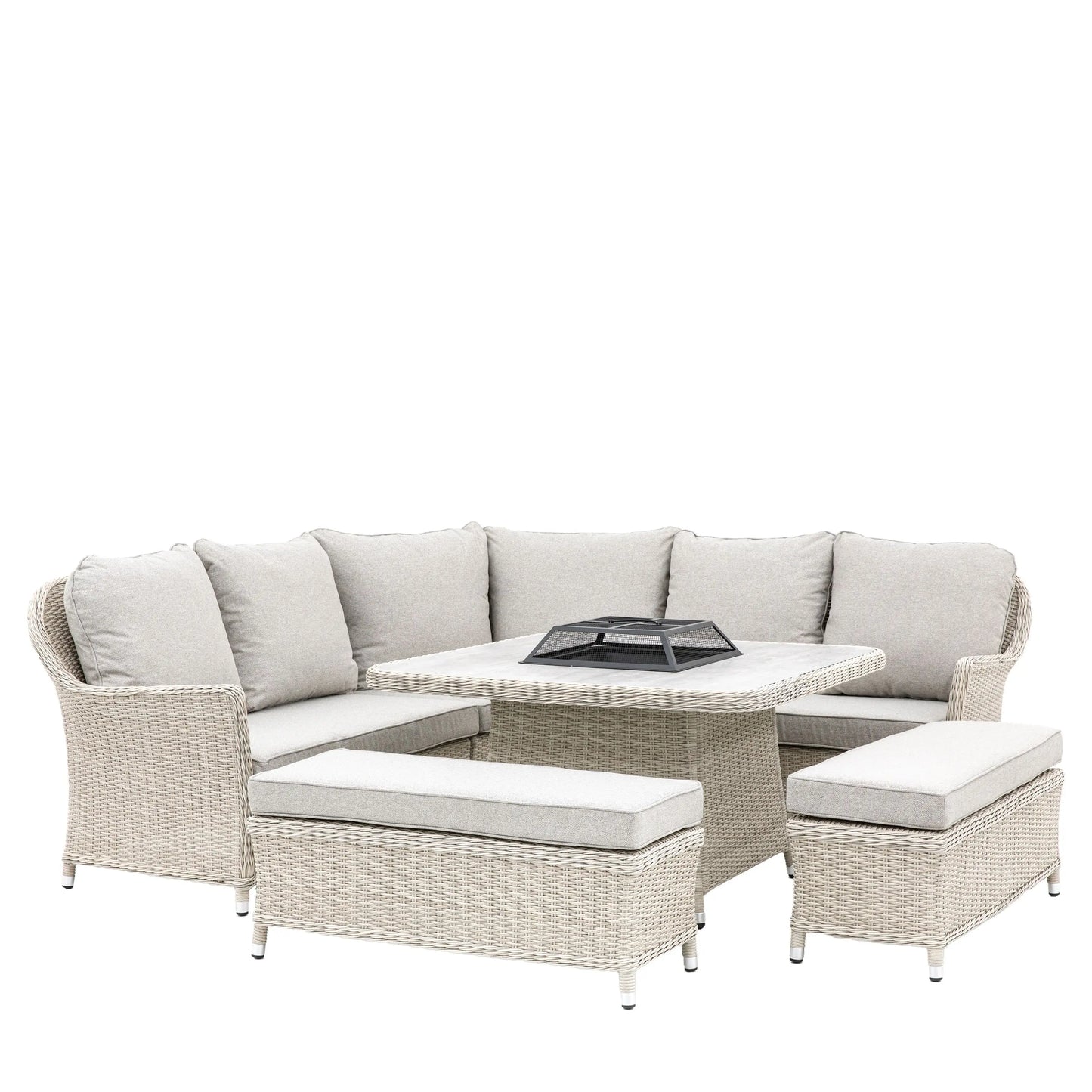 Holton Corner Square Dining Set with Fire Pit