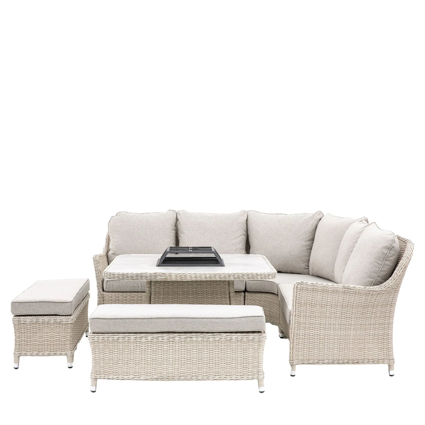 Holton Corner Square Dining Set with Fire Pit