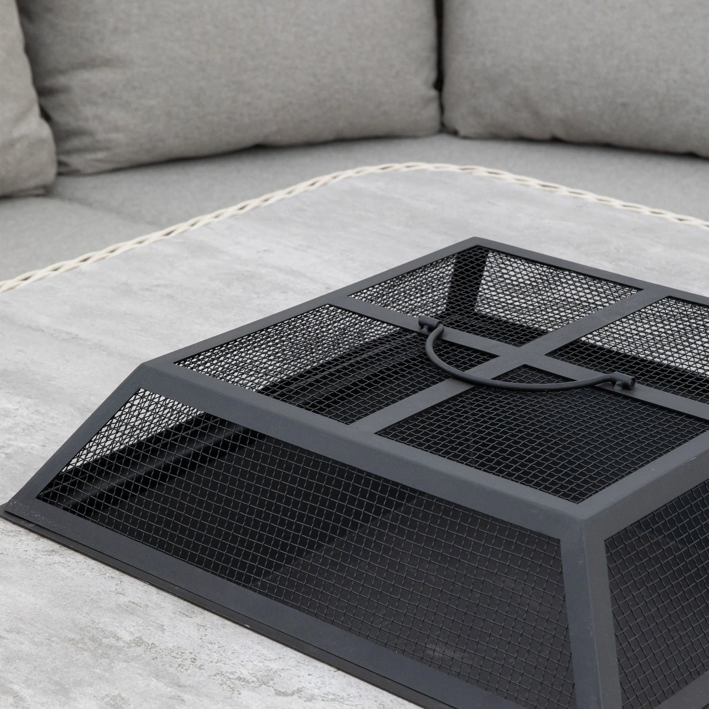 Holton Corner Square Dining Set with Fire Pit