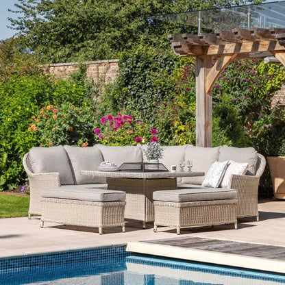Holton Corner Square Dining Set with Fire Pit