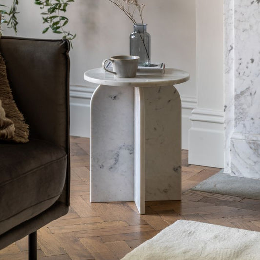 Amalfi Marble Side Table (White)